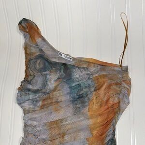 Zara One-Shoulder Tulle Bodysuit